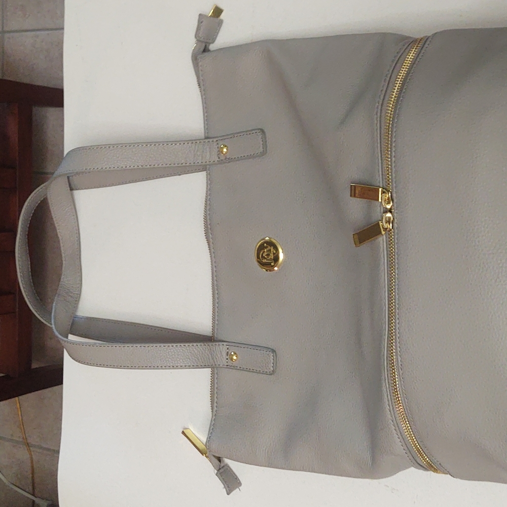 Joy Mangano Leather Double Decker Tote